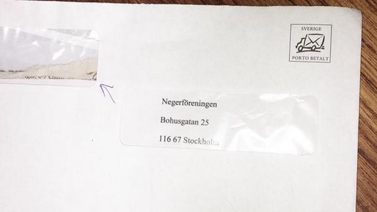 Brevet, som enligt posten ser återanvänt ut. 
